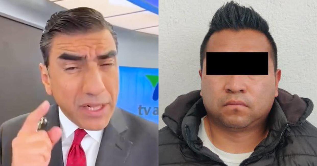 Alejandro Villalvazo y su polémica petición de “hacer chicharrón” al asesino de Scooby. Foto: Captura de video Twitter vía @AztecaNoticias y @FiscaliaEdomex