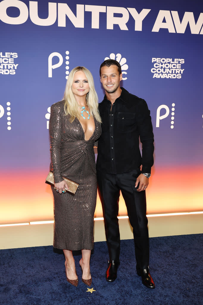 NASHVILLE, TENNESSEE – SEPTEMBER 26: (LR) Miranda Lambert and Brendan McLoughlin attend the 2024 People's Choice Country Awards at the Grand Ole Opry on September 26, 2024 in Nashville, Tennessee. (Photo by Terry Wyatt/Getty Images)