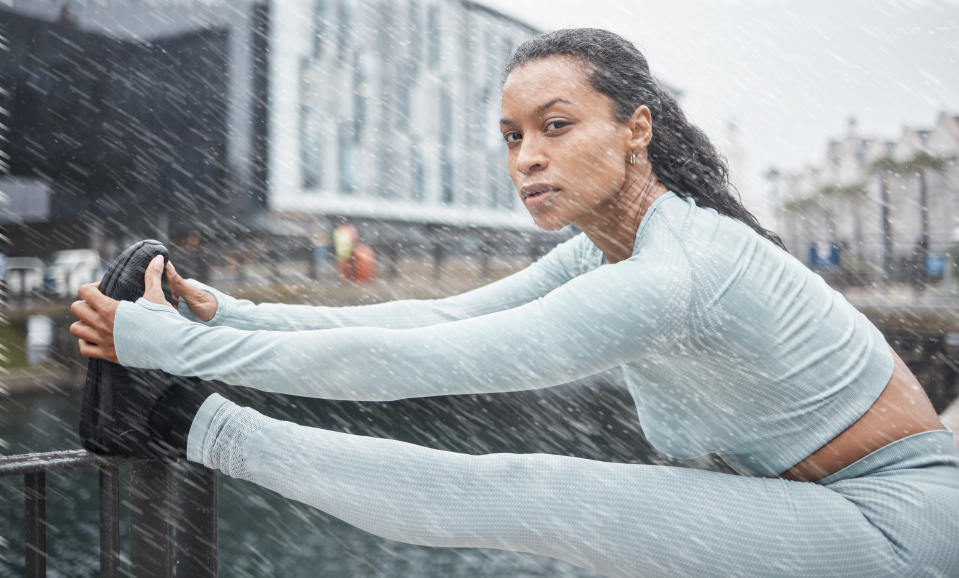 Exercising, no matter the weather, can help lift our mood. (Getty Images)