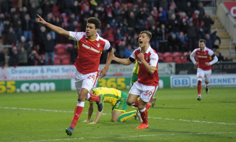 Tom Adeyemi scores the winner for Rotherham against his first club, Norwich City.