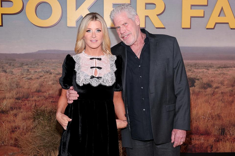 Allison Dunbar and Ron Perlman at the premiere of "Poker Face"