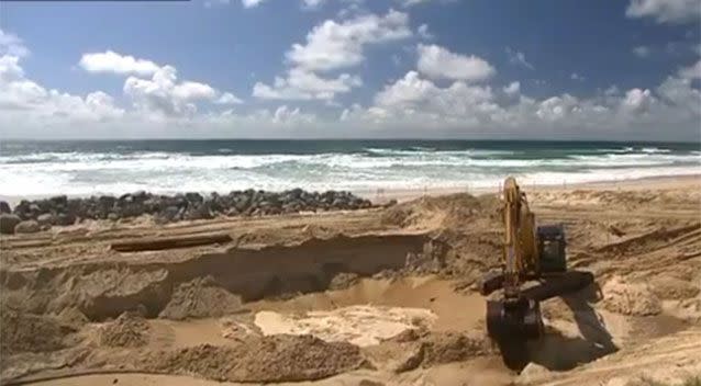 Construction on the sand: building the Gold Coast great wall. Photo: 7 News