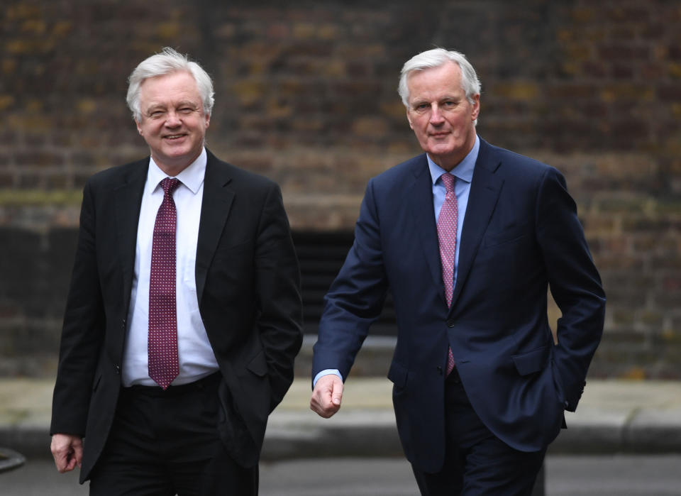 European Commission negotiator Michel Barnier arrives at 10 Downing Street for talks with Brexit Secretary David Davis.