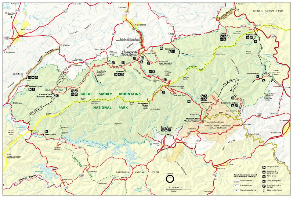 Great Smoky Mountains National Park Map