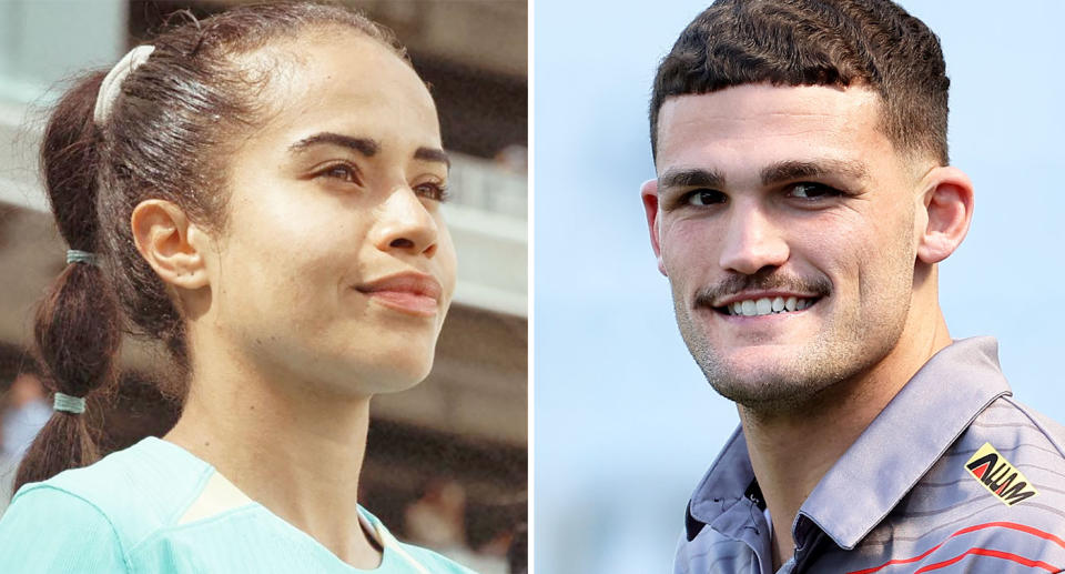 New images have all but confirmed the romance rumours involving Matildas star Mary Fowler and NRL premiership winner Nathan Cleary. Pic: Instagram/Getty