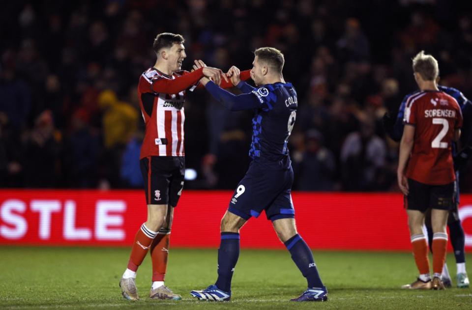 The Bolton News: Lincoln's Joe Taylor, left, getting in a tangle with Derby's James Collins