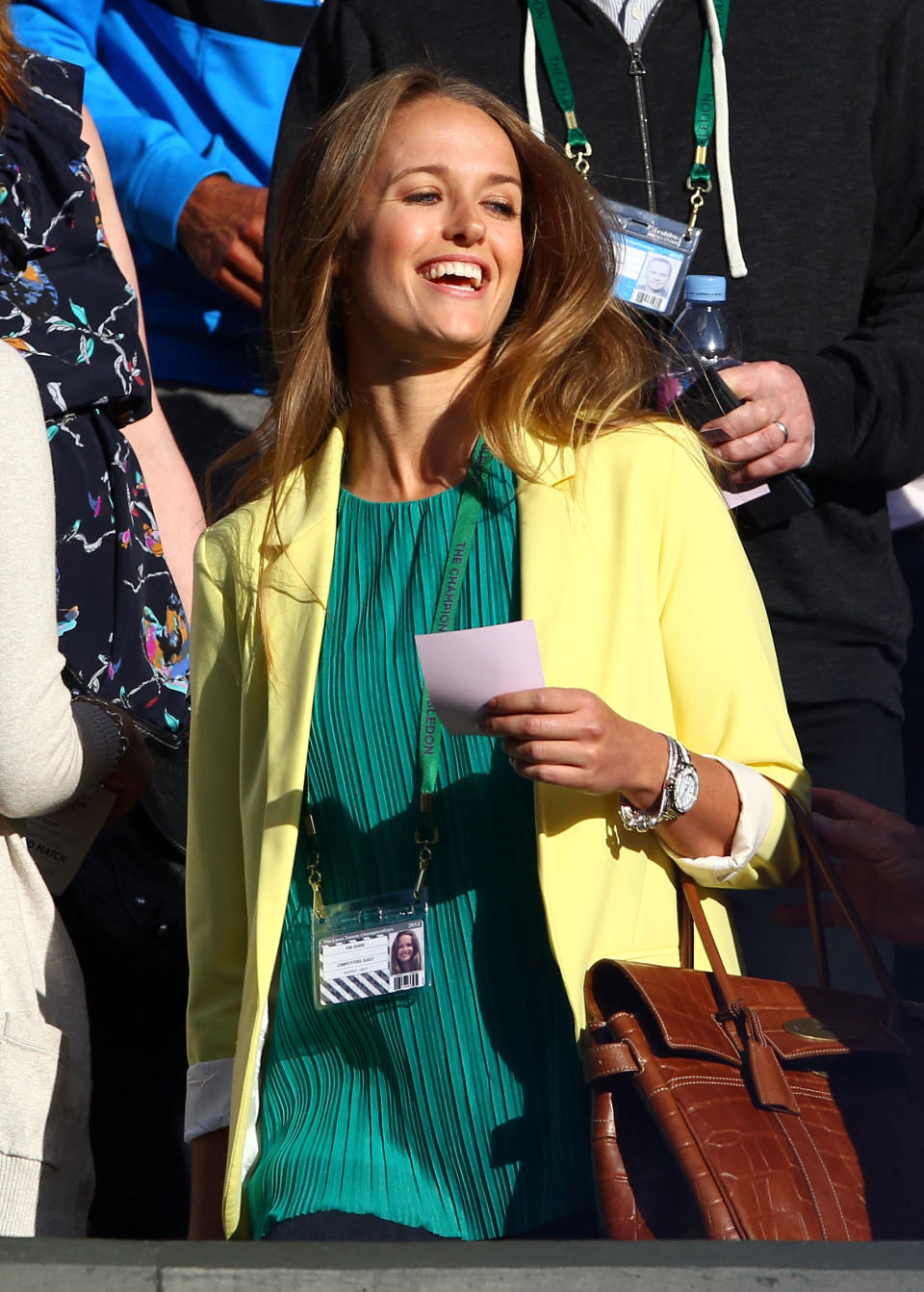 LONDON, ENGLAND - JUNE 30: Andy Murray's girlfriend Kim Sears arrives to the Gentlemen's Singles third round match between Andy Murray of Great Britain and Marcos Baghdatis of Cyprus on day six of the Wimbledon Lawn Tennis Championships at the All England Lawn Tennis and Croquet Club at Wimbledon on June 30, 2012 in London, England. (Photo by Clive Brunskill/Getty Images)