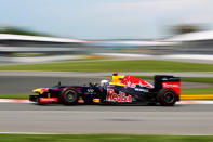 MONTREAL, CANADA - JUNE 08: Sebastian Vettel of Germany and Red Bull Racing drives during practice for the Canadian Formula One Grand Prix at the Circuit Gilles Villeneuve on June 8, 2012 in Montreal, Canada. (Photo by Mark Thompson/Getty Images)