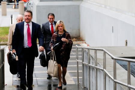 Bridget Anne Kelly, (R) former deputy chief of staff to New Jersey Gov. Chris Christie, arrives to testify in the Bridgegate trial at the Federal Courthouse in Newark, New Jersey, U.S. October 27, 2016. REUTERS/Eduardo Munoz