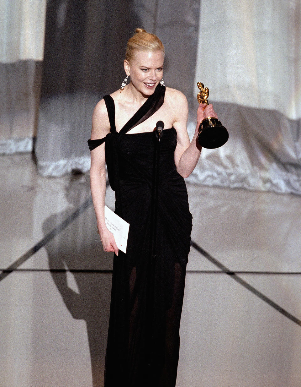 Nicole Kidman accepts her award for Best Actress for her performance in 'The Hours' during the 75th Annual Academy Awards on March 23, 2003 in Hollywood, CA. (A.M.P.A.S. / Getty Images)