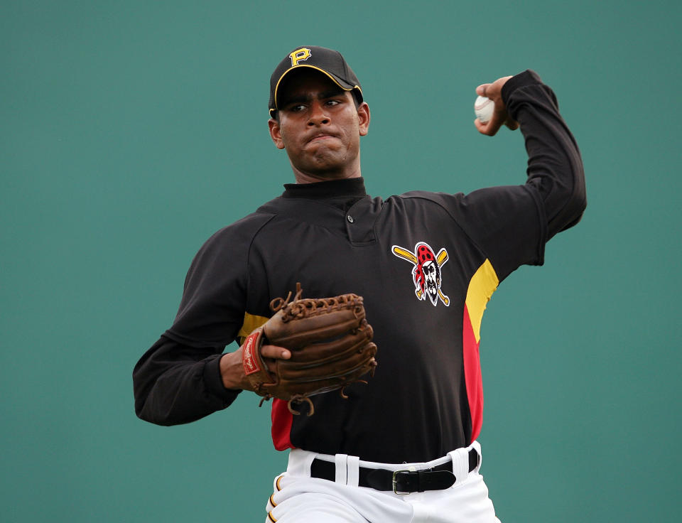 BRADENTON, FL - MARCH 27:  Rinku Singh of the Pittsburgh Pirates works out at the Pirates minor league training facility on March 27, 2009 in Bradenton, Florida.  (Photo by Doug Benc/Getty Images)