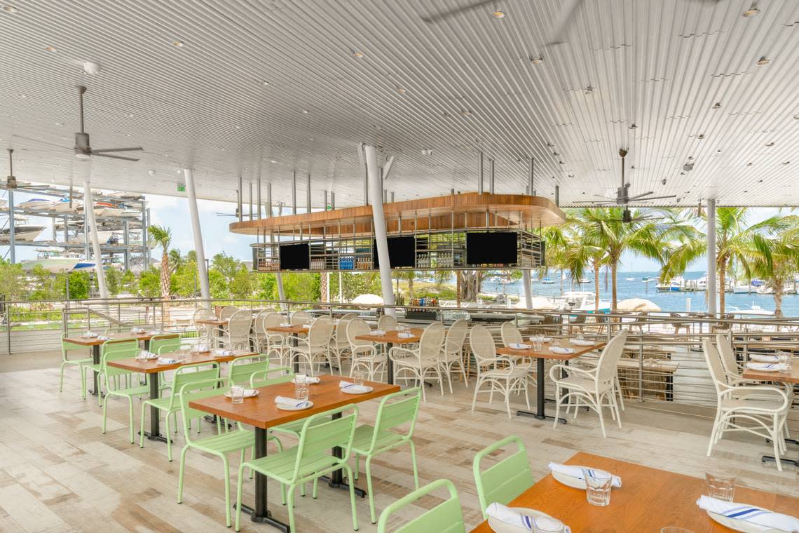 The main dining area at the Bayshore Club in Coconut Grove.