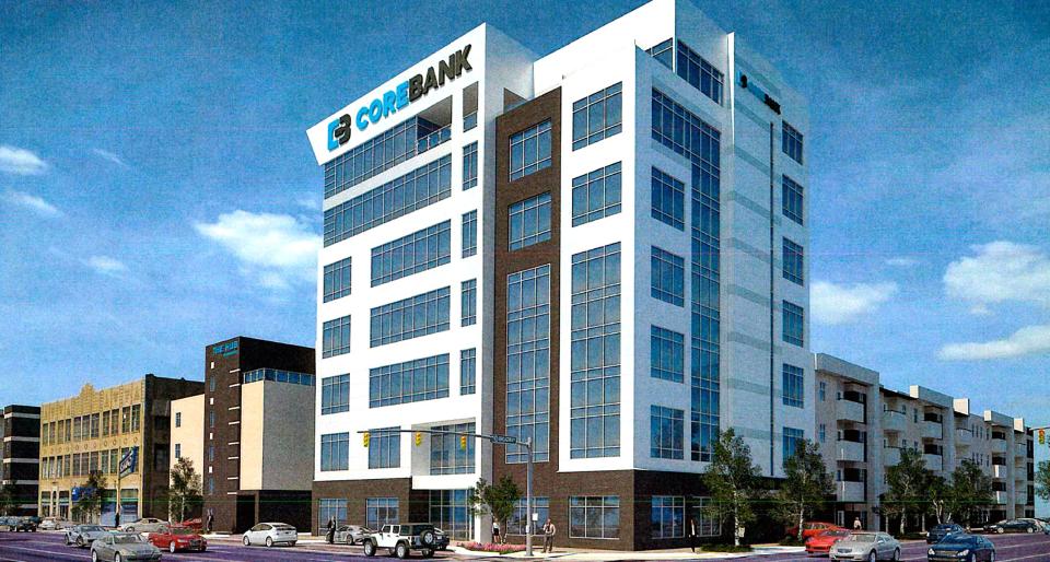 Development at NW 13 and Broadway will include a seven-story office building anchored by Core Bank.