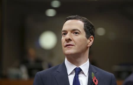 Britain's Chancellor of the Exchequer George Osborne attends a European Union finance ministers meeting in Brussels November 7, 2014. REUTERS/Francois Lenoir