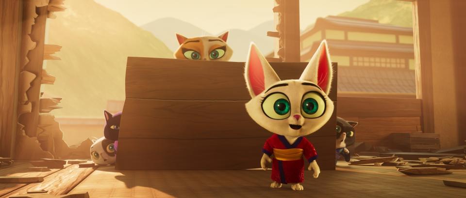 This image released by Paramount Pictures shows Yuki, voiced by Michelle Yeoh, in a scene from "Paws of Fury: The Legend of Hank." (Paramount Pictures via AP)