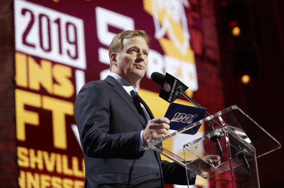 NFL commissioner Roger Goodell has to decide what will happen with the 2020 draft. (AP Photo/Mark Humphrey)