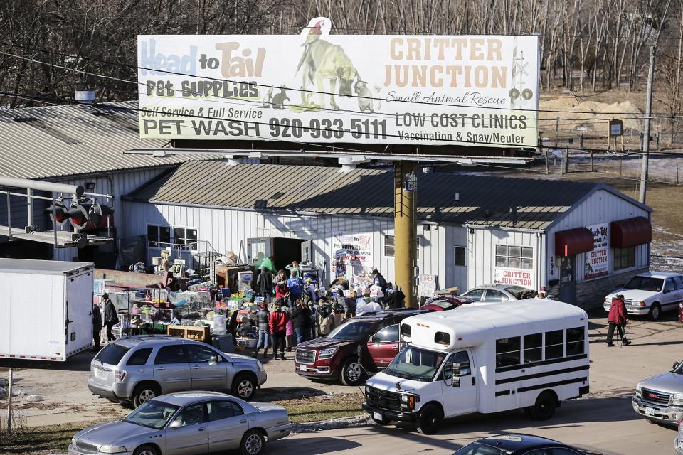 Dozens of volunteers showed up to help clean flood damage Saturday at Head To Tail Pet Supplies on Satterlee Street in Fond du Lac. Ice jams on the east branch of the Fond du Lac River and heavy rain caused widespread flooding problems in the city in March 2019.