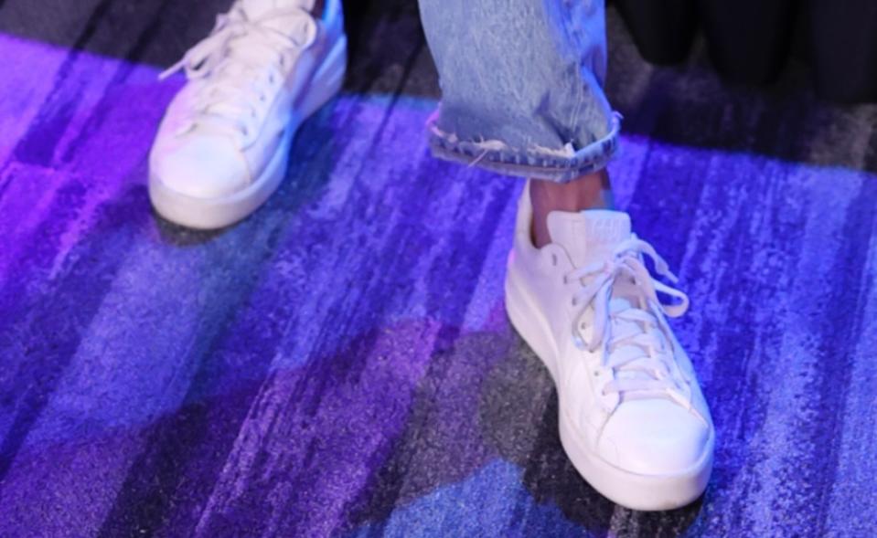 A closer look at the Golden Goose sneakers worn by Kelsea Ballerini at SiriusXM visit in Nashville