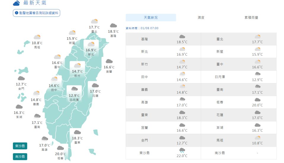 東北季風減弱，今天高溫上看26度，早晚偏涼   圖片來源/中央氣象局