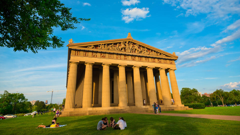 NASHVILLE, TN - AUGUST 20, 2017: Built in 1897 for Tennessee's Centennial Exposition, this full-scale replica of the ancient Parthenon in Athens is the centerpiece of the city's Centennial Park.