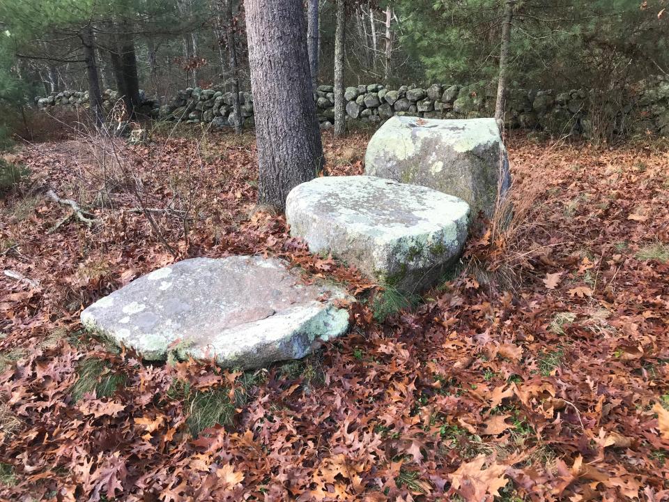 Three flat stones, arranged as steps, formed a mounting platform for horse or carriage riders.