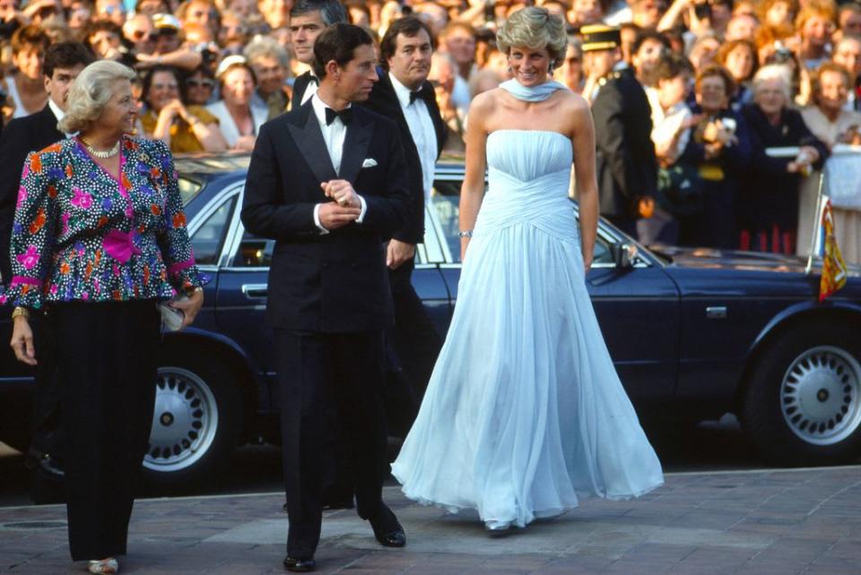 Charles and Diana arriving at Cannes Film Festival in 1987