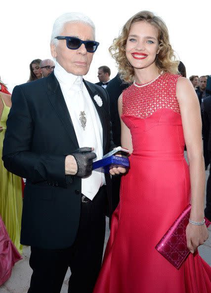 Natalia Vodianova and Karl Lagerfeld.