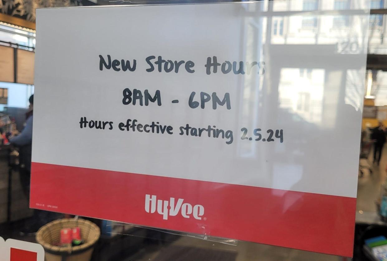 The downtown Hy-Vee store at 420 Court Ave. will be open from 8 a.m. to 6 p.m.