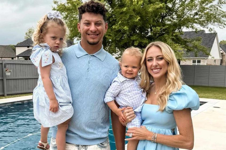 <p>Brittany Mahomes/Instagram</p> Patrick and Brittany Mahomes with their kids Sterling and Bronze