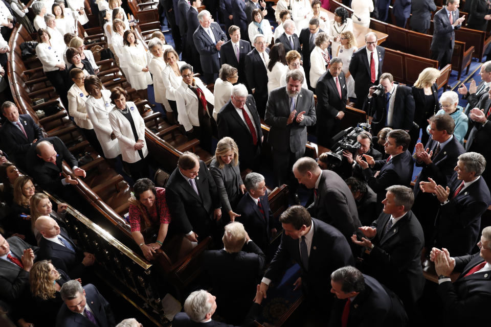 Congresswomen wore white in solidarity for President Trump’s address to Congress in February 2017. (Photo: Pablo Martinez Monsivais/AP)