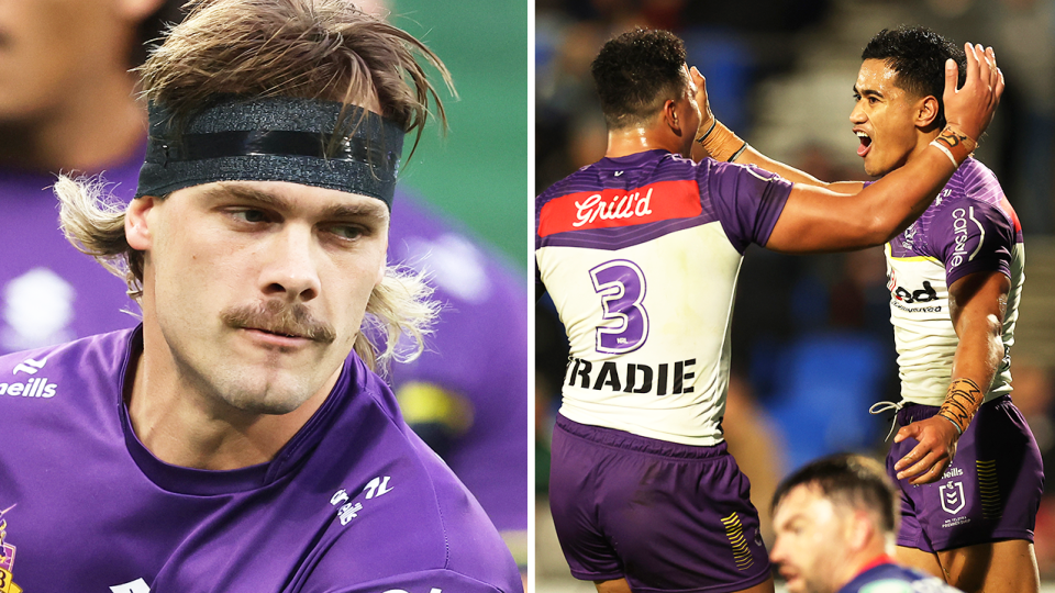 Ryan Papenhuyzen training and Sua Fa'alogo celebrates a try.