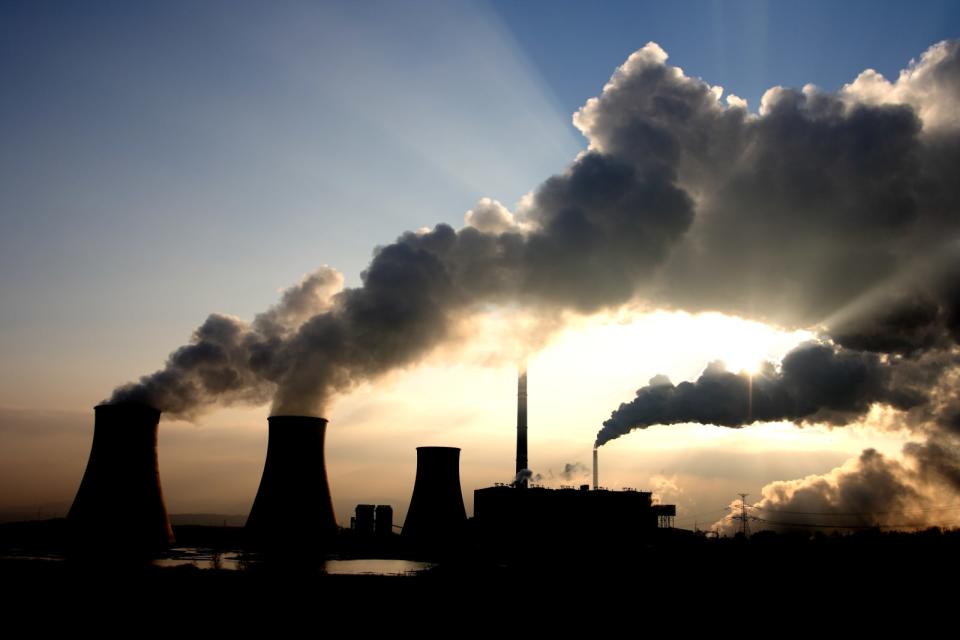 view of coal powerplant against ...