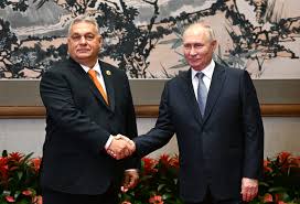 Hungary's Viktor Orban, left, and Vladimir Putin, of Russia, meet to reaffirm Russian-Hungarian ties during a time of international strain.