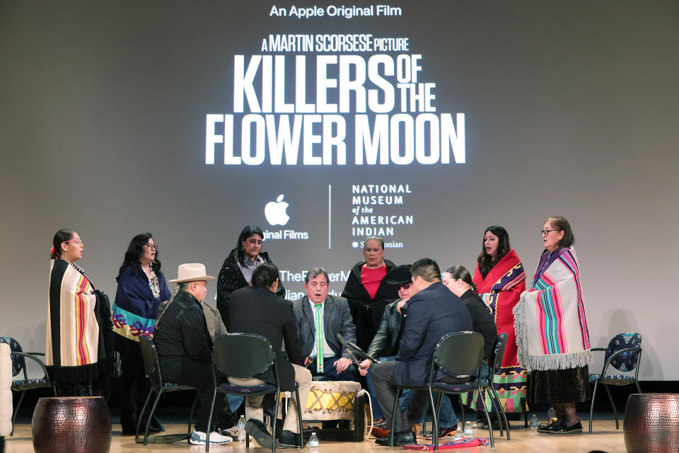 Osage Nation Drum Circle & Singers attends the Smithsonian’s National Museum of the American Indian celebrated “Killers of the Flower Moon.”