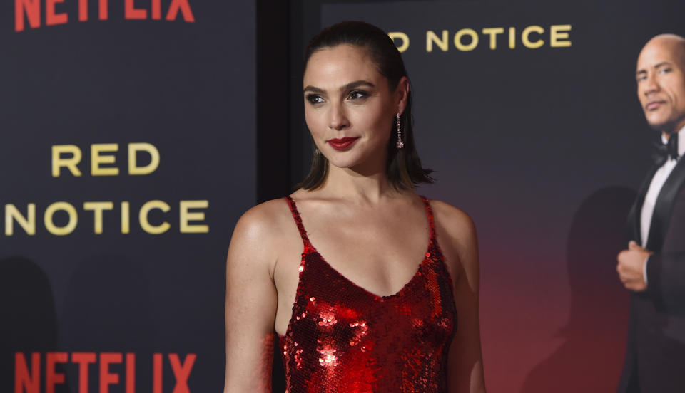 Gal Gadot arrives at the Los Angeles premiere of 