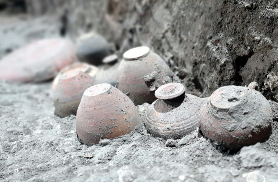 Among the artifacts were ceramic dishes, according to the team.