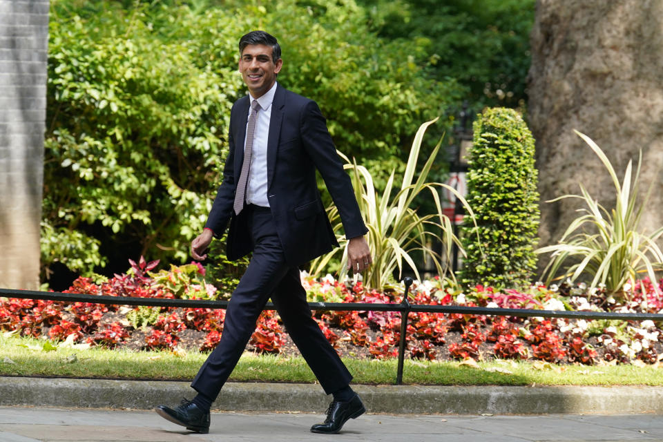 Prime Minister Rishi Sunak arrives in Downing Street, London, ahead of a garden reception for London Tech Week. Picture date: Wednesday June 14, 2023. (Photo by Stefan Rousseau/PA Images via Getty Images)