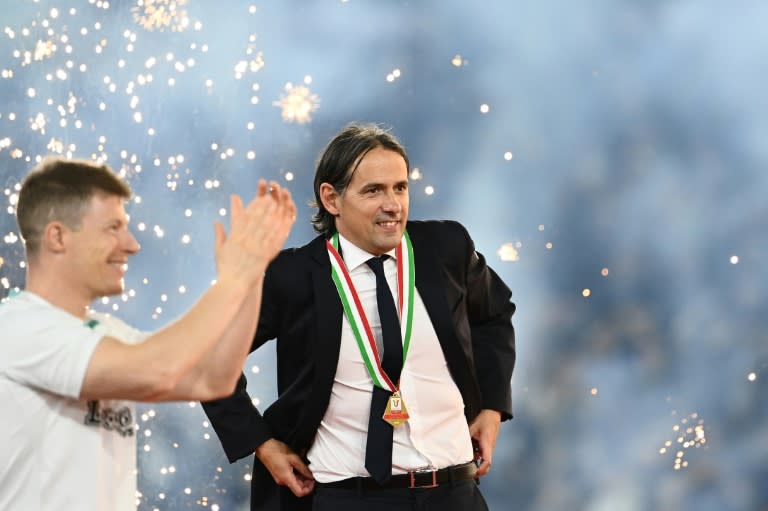 Simone Inzaghi (R) has won two Italian Cups, two Italian Super Cups and reached the Champions League final in his two seasons at Inter Milan