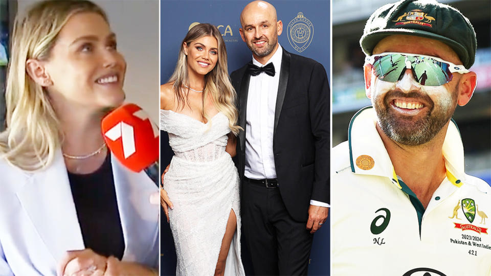 Nathan Lyon and wife Emma.