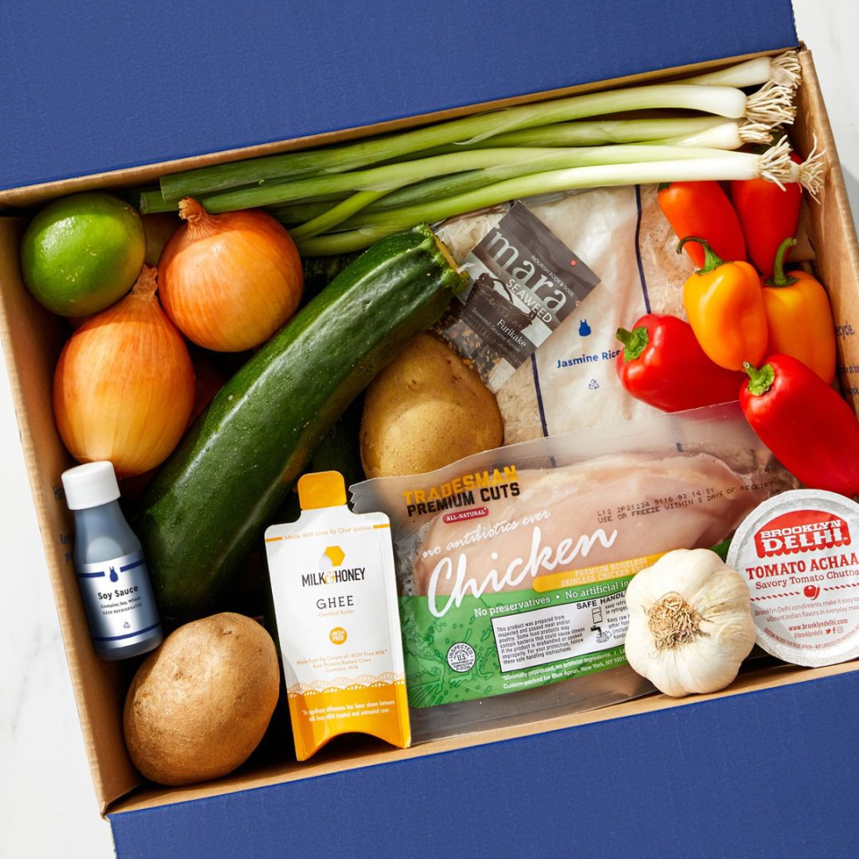 <p>Subscription Box</p><p>blueapron.com</p><p>$7.99</p><p><a href="https://go.redirectingat.com?id=74968X1596630&url=https%3A%2F%2Fwww.blueapron.com%2Fpricing&sref=https%3A%2F%2Fwww.bestproducts.com%2Feats%2Ffood%2Fa14585712%2Freviews-home-meal-delivery-services%2F" rel="nofollow noopener" target="_blank" data-ylk="slk:Shop Now;elm:context_link;itc:0;sec:content-canvas" class="link ">Shop Now</a></p><span class="copyright">blueapron.com</span>