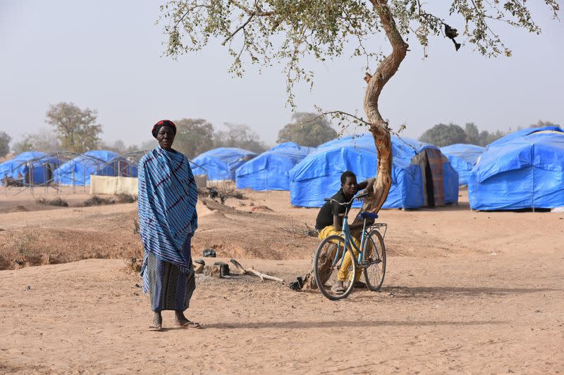 FILE PHOTO: Displaced people are seen in a camp build by the German NGO Help in Pissila