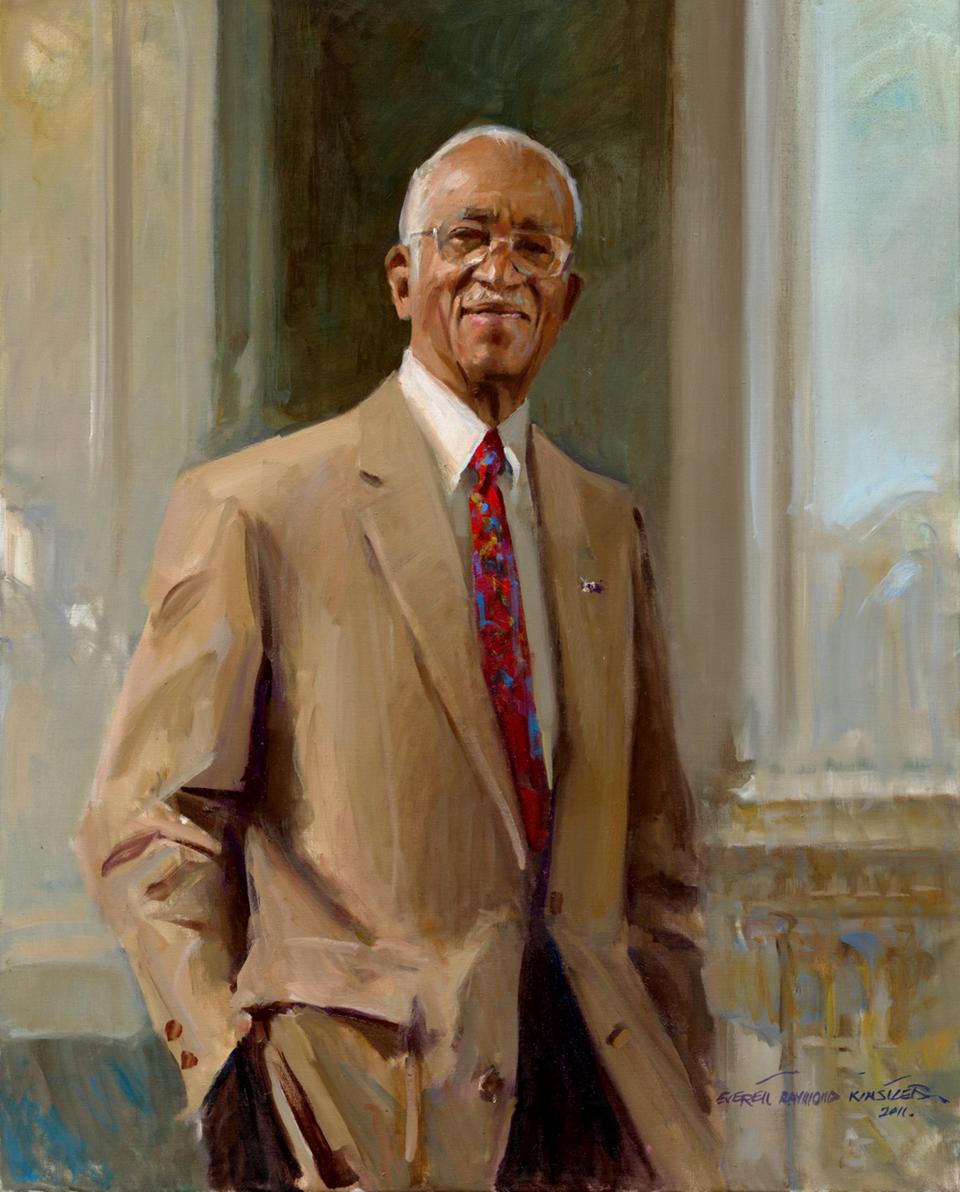 This portrait of Dr. John Hope Franklin, an Oklahoman historian born in 1915 in Rentiesville, hangs on the second floor of Oklahoma's Capitol thanks to the financial support of Bill Kerr, one of former Oklahoma Governor and U.S. Sen. Robert S. Kerr's four children. Bill Kerr died on July 4. Photo Provided by Oklahoma Arts Council