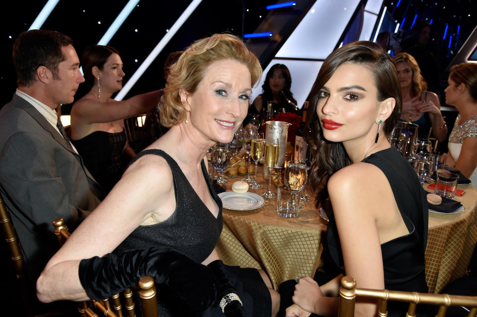 HOLLYWOOD, CA - NOVEMBER 14:  Actresses Lisa Banes (L) and Emily Ratajkowski attend the 18th Annual Hollywood Film Awards at The Palladium on November 14, 2014 in Hollywood, California.  (Photo by Frazer Harrison/Getty Images for DCP)