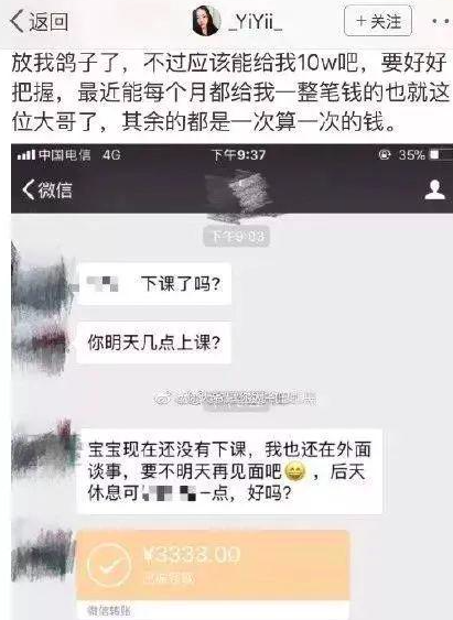 女大生為了賺錢下海。（翻攝自微博）