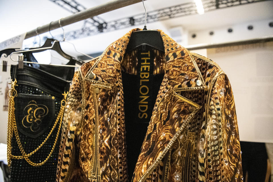 The dressing room backstage at The Blonds fashion show at Spring Place on Wednesday, Sept. 14, 2022, in New York. (AP Photo/Brittainy Newman)