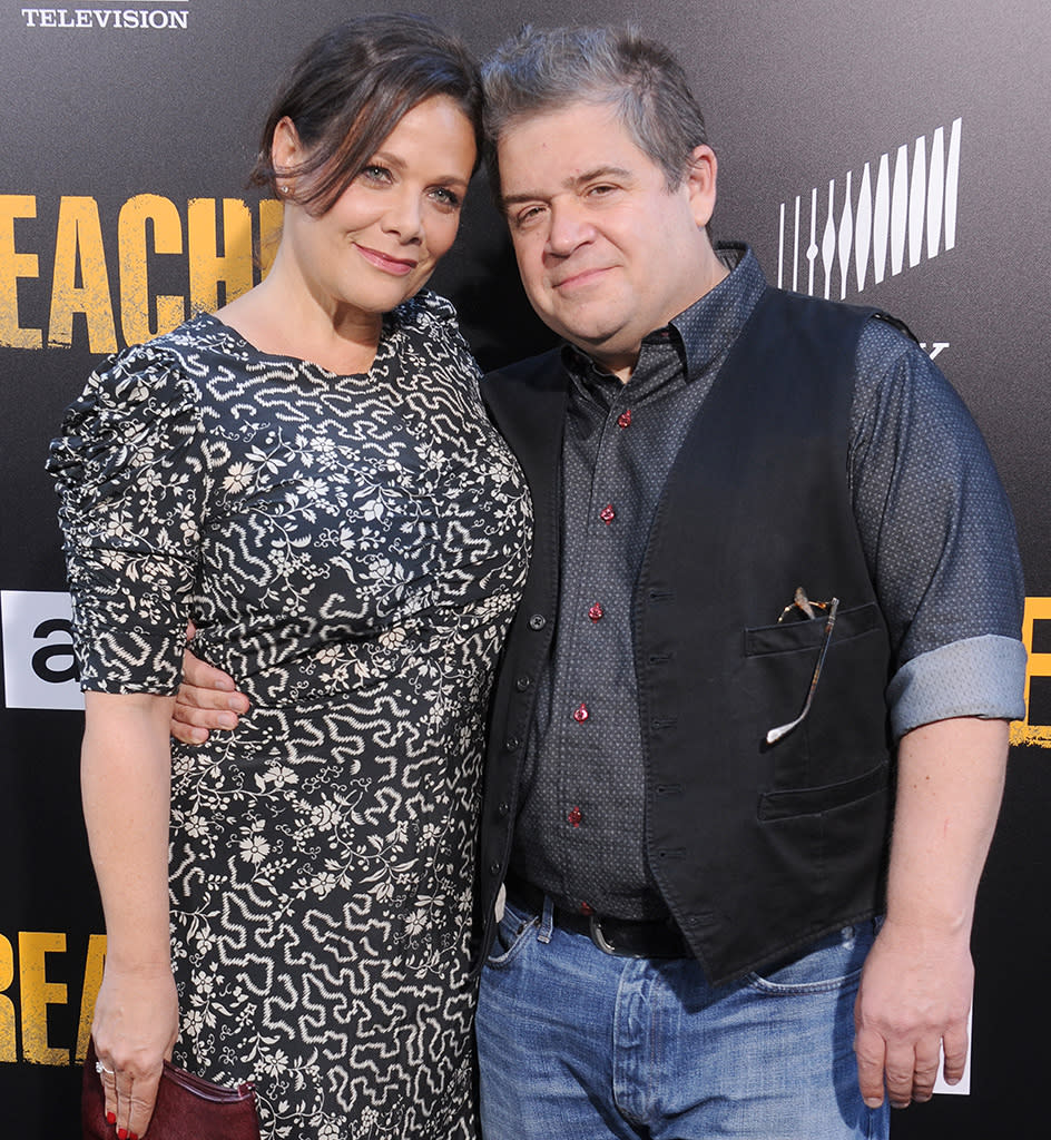 Patton Oswalt and Meredith Salenger are head-over-heels in love. (Photo: Gregg DeGuire/WireImage)