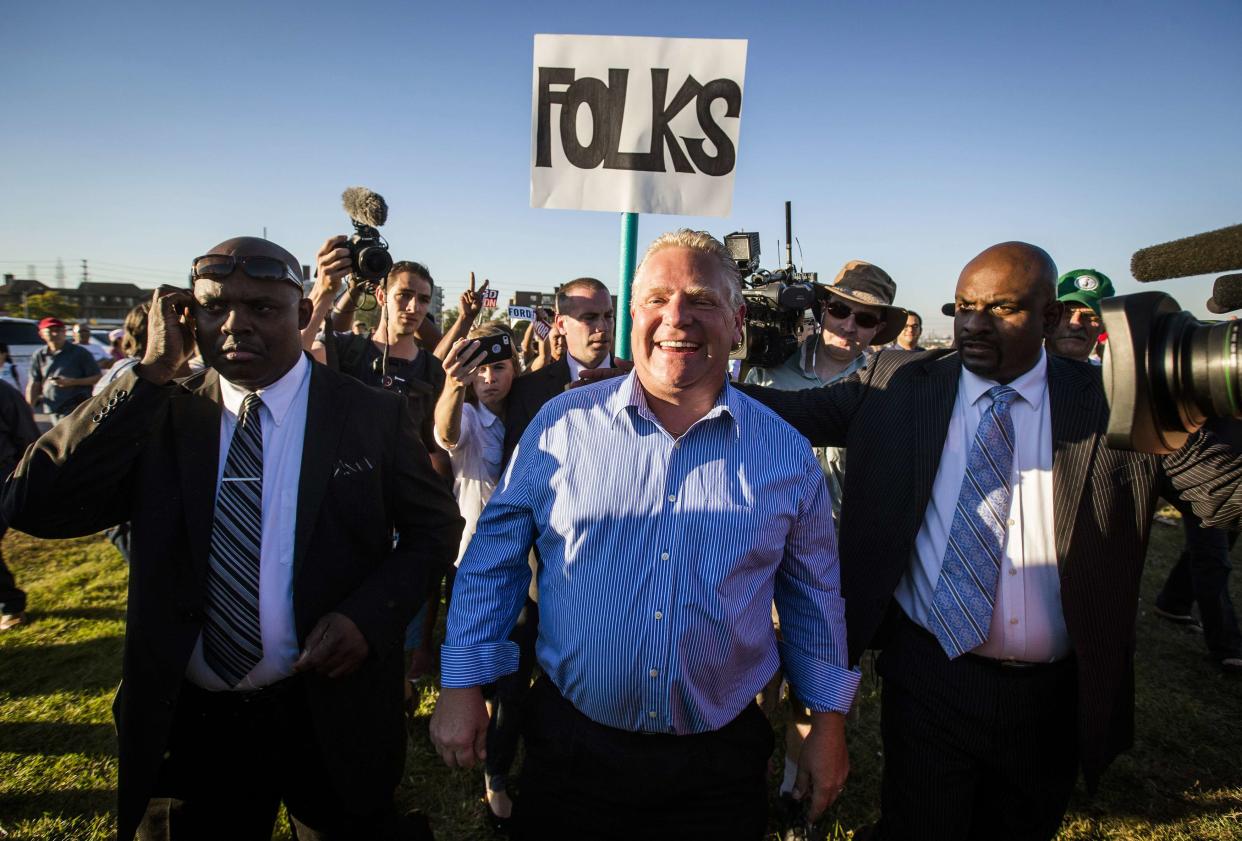 Toronto mayoral candidate Doug Ford arrives at Ford Fest, a party held by the Ford family.