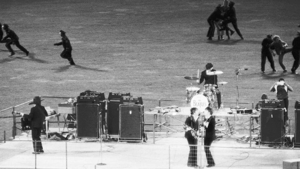 The Beatles onstage at Candlestick, San Francisco, where they would play their final show