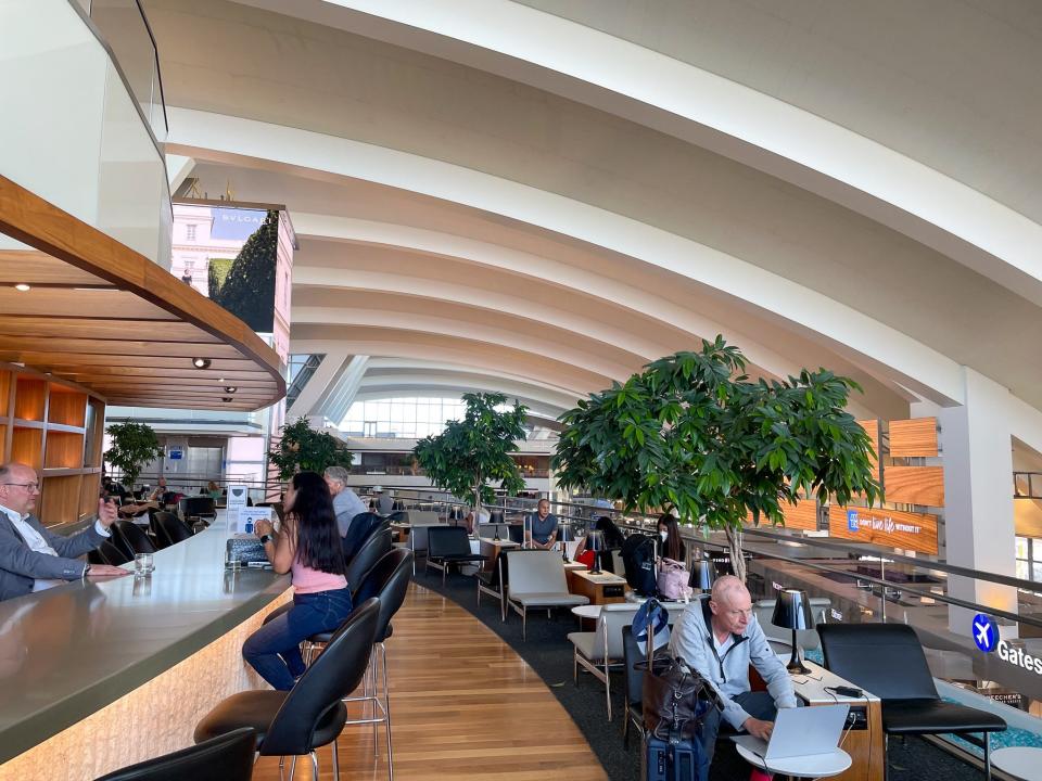 Seating at the airport lounge in the Los Angeles International Airport.