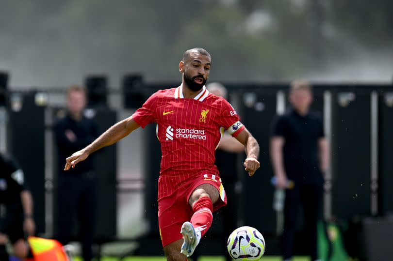 Mohamed Salah in action for Liverpool against Preston in a behind-closed-doors friendly.